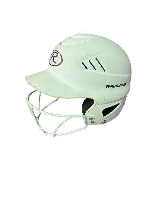 Used Rawlings HELMET Batting Helmet w/Mask White MD 11724-S000215030