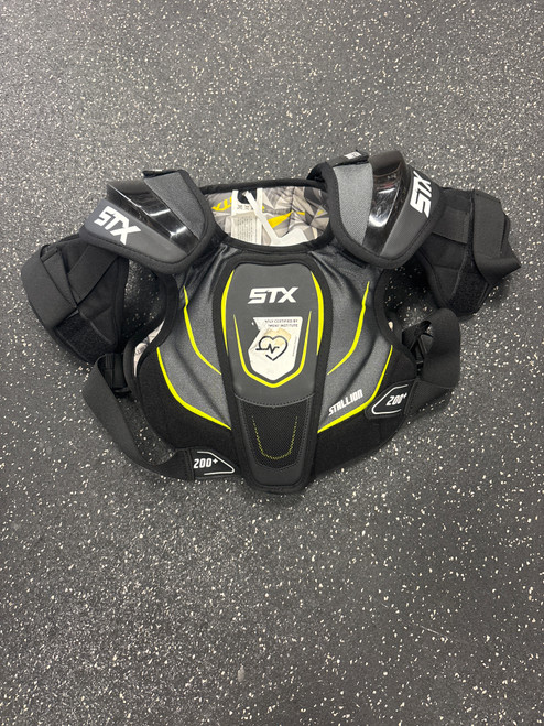 Vist Large View of Product Image Which is Used STX STALLION 200+ NOCSAE Lacrosse Shoulder Pads Black MD 11726-S000283592