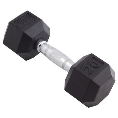 Vist Large View of Product Image Which is New 20 LB RUBBER HEX DUMBBELL