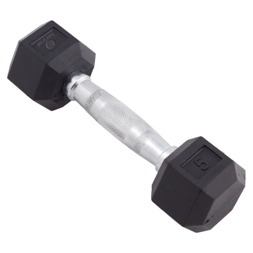 New 5 LB RUBBER HEX DUMBBELL 11890-BSPBDSRSDB05 Vist Large View of Product Image Which is New 5 LB RUBBER HEX DUMBBELL