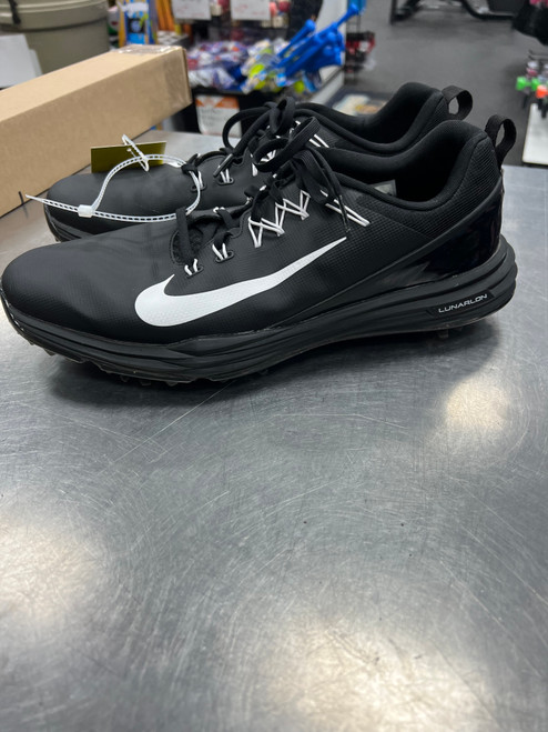 Used Nike Lunarlon Mens Golf Shoes Black Senior 12 10558-S000238799