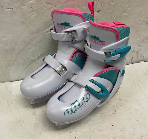 Used Lake Placid NITRO 8.8 ADJ 1-4 Girls Softboot Skate White And Royal Blue Adjustable 11855-S000188052