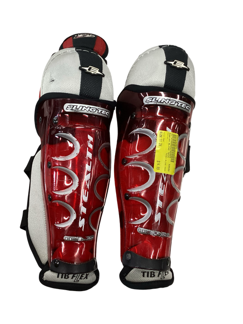 Vist Large View of Product Image Which is Used Easton SLING TECH Youth Shin Guards Red 11" 11613-S000163892