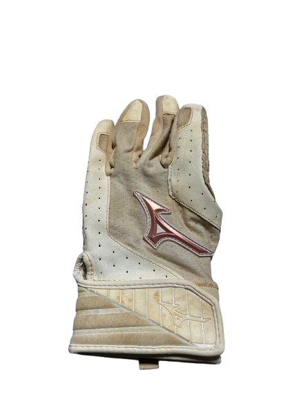 Vist Large View of Product Image Which is Used Mizuno BB/SB Batting Gloves White SM