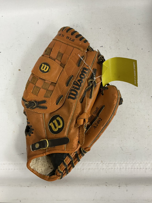 Vist Large View of Product Image Which is Used Wilson A2492 BB/SB Glove RH Throw Brown 13"