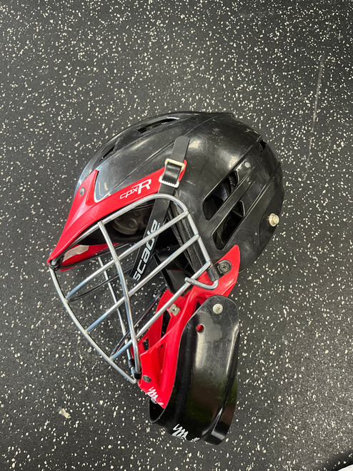 Vist Large View of Product Image Which is Used Cascade CPX-R Lacrosse Helmet Black And Red One Size
