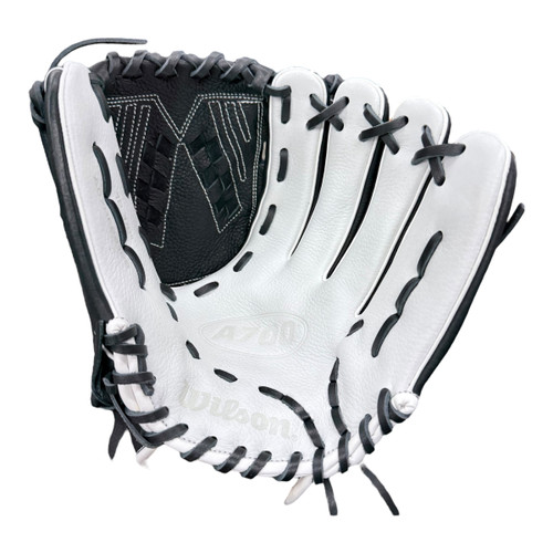 Vist Large View of Product Image Which is Used Wilson A07RF22125 RH Throw Fastpitch Gloves Black 12 1/2"