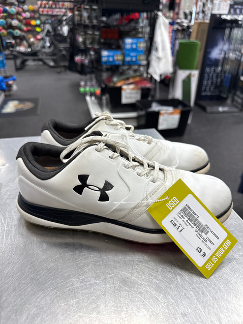 Vist Large View of Product Image Which is Used Under Armour SPIKELESS Mens Golf Shoes White Senior 8 10558-S000238873