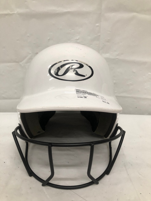 Vist Large View of Product Image Which is Used Rawlings 090322-2 Batting Helmet w/Mask White SM 11668-S000110644