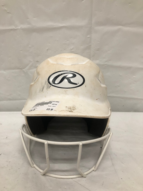 Used Rawlings RCFH Batting Helmet w/Mask White SM 11668-S000110645 Vist Large View of Product Image Which is Used Rawlings RCFH Batting Helmet w/Mask White SM