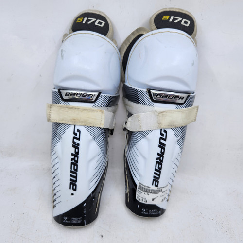 Vist Large View of Product Image Which is Used Bauer S170 Youth Shin Guards White 9" 10589-S000415969