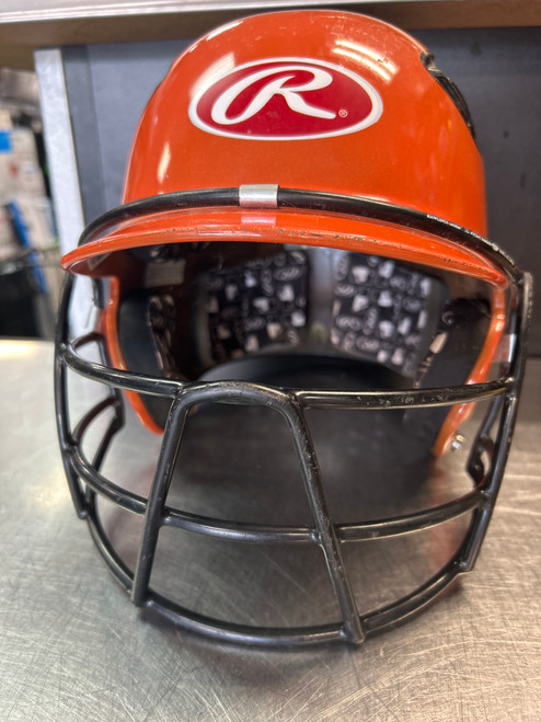 Vist Large View of Product Image Which is Used Rawlings CFX2HLS-R1 Batting Helmet w/Mask Orange LG