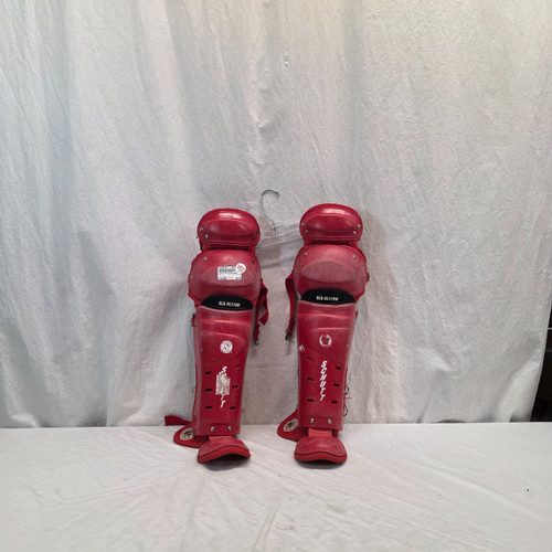 Vist Large View of Product Image Which is Used Schutt RED SHIN GUARDS Catchers Leg Guards Red Adult