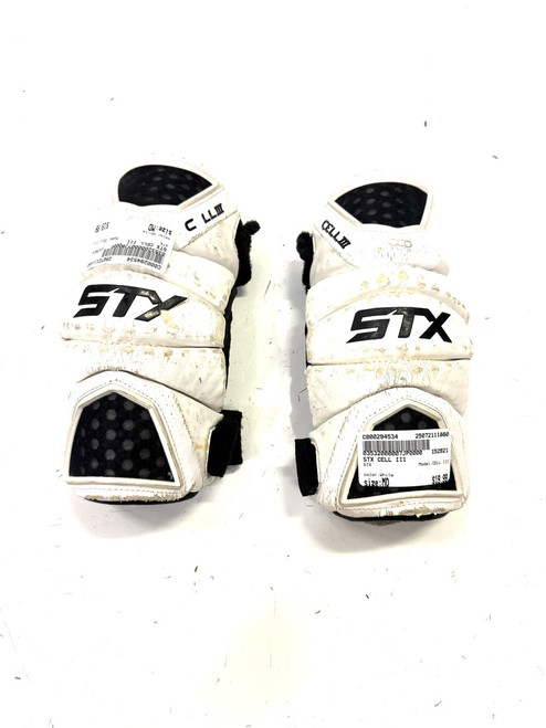 Vist Large View of Product Image Which is Used STX CELL III Lacrosse Arm Pads/Guards White MD