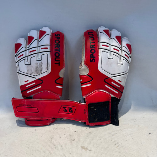 Used SPORTOUT GOALKEEPER GLOVES Soccer Goalie Gloves Red 12 11878-S000021754