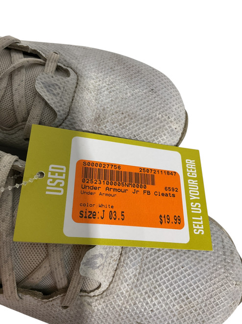 Used Under Armour Jr FB Cleats White Junior 03.5 11847-S000027756