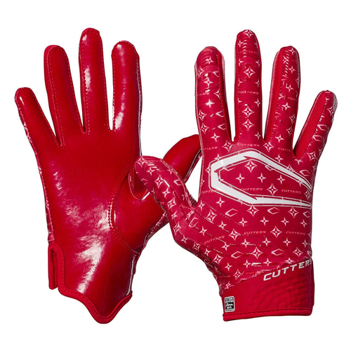 Vist Large View of Product Image Which is New Cutters Rev 5.0 Receiver Football Gloves Red Lux- Youth SM