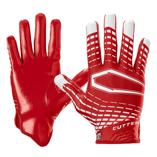Vist Large View of Product Image Which is New Cutters Rev 5.0 Receiver Football Gloves Red- Adult LG