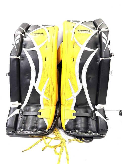 Vist Large View of Product Image Which is Used Reebok PRO INT 31+1 Goalie Leg Pads Inter Black 31" 11860-S000294596