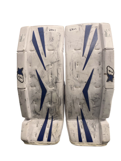 Vist Large View of Product Image Which is Used Brians NETZERO Goalie Leg Pads Inter White 29+1” 11742-S000496386