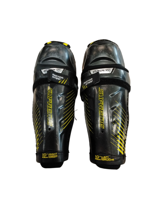Vist Large View of Product Image Which is Used Bauer SUPREME Youth Shin Guards Black 10"