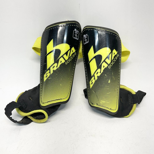 Vist Large View of Product Image Which is Used Brava Soccer Shin Guards Youth Black And Optic Yellow XS 11805-S000064600