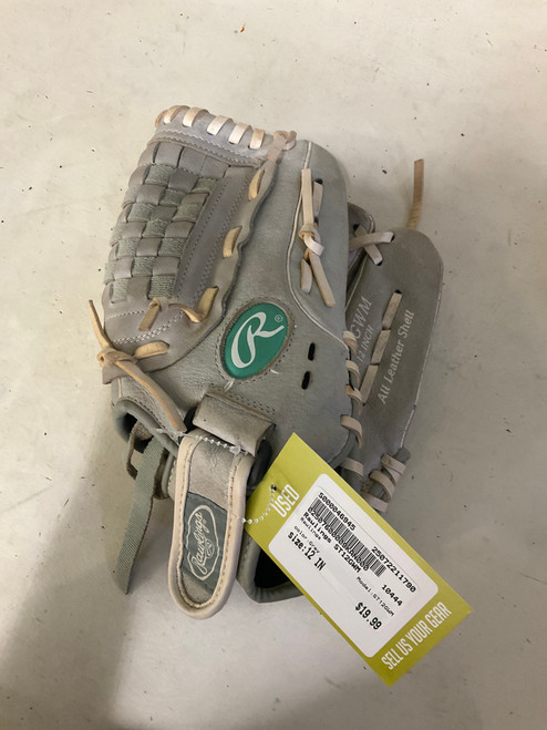 Used Rawlings ST12GWM RH Throw Fastpitch Gloves Grey 12" 11790-S000046945