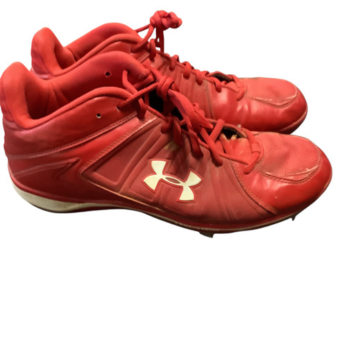Vist Large View of Product Image Which is Used Under Armour BASEBALL METAL CLEAT BB/SB Cleats Red Senior 11