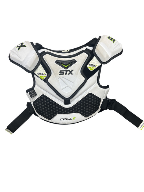 Vist Large View of Product Image Which is Used STX CELL V Lacrosse Shoulder Pads White XL 11885-S000186249