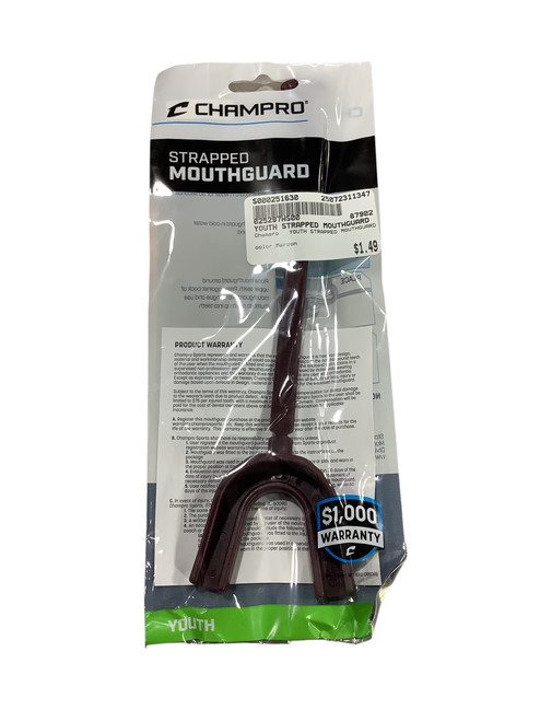 Vist Large View of Product Image Which is Used Champro YOUTH STRAPPED MOUTHGUARD Football Accessory Maroon