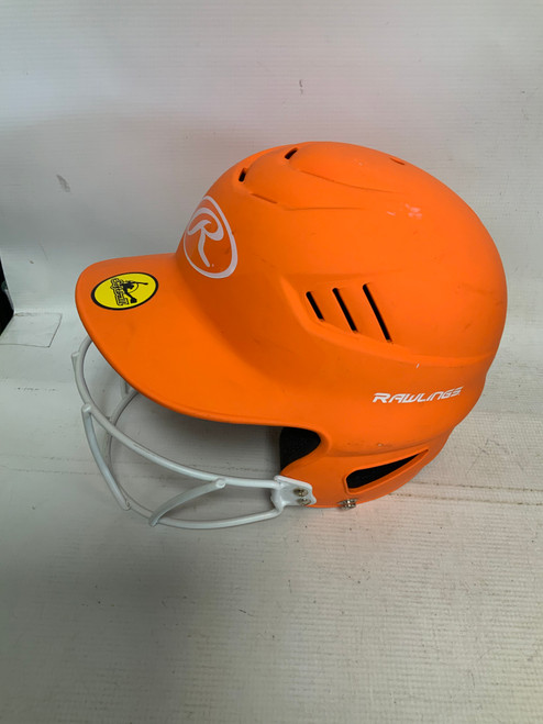 Used Rawlings RCF Batting Helmet w/Mask Orange S/M 11823-S000032980