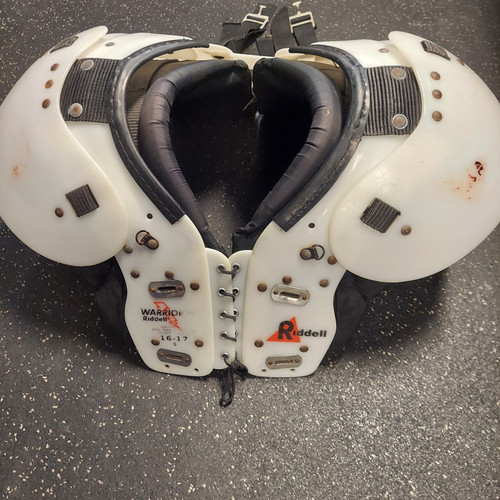 Vist Large View of Product Image Which is Used Riddell WARRIOR FB Shoulder Pads White LG 11781-S000039698