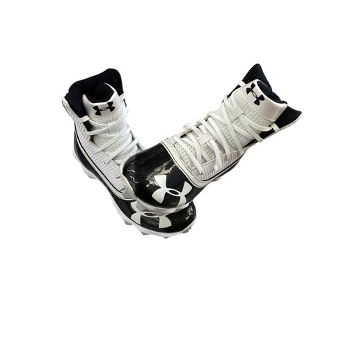 Vist Large View of Product Image Which is Used Under Armour Jr FB Cleats Black And White Junior 01