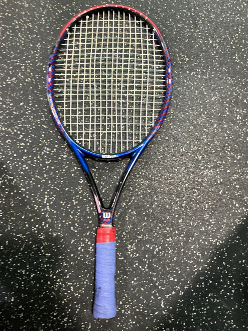 Vist Large View of Product Image Which is Used Wilson HAMMER 5.8 Adult Tennis Racquet Navy Blue 4 1/4"