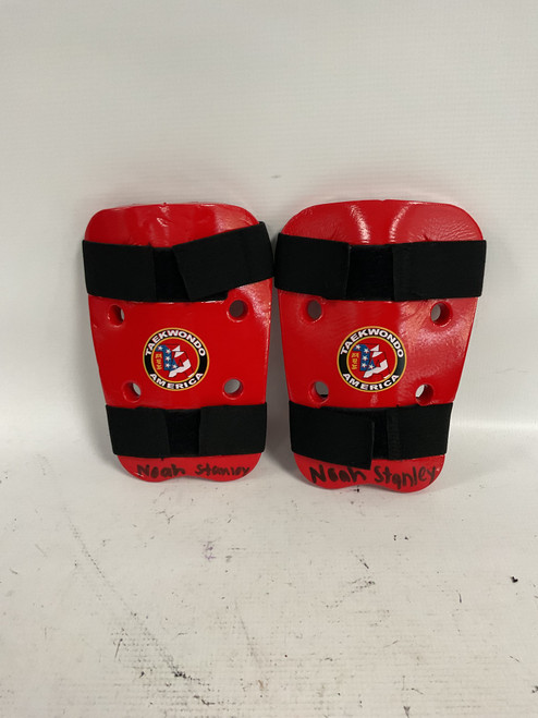 Vist Large View of Product Image Which is Used Century Martial Arts Shin Pads Red Junior