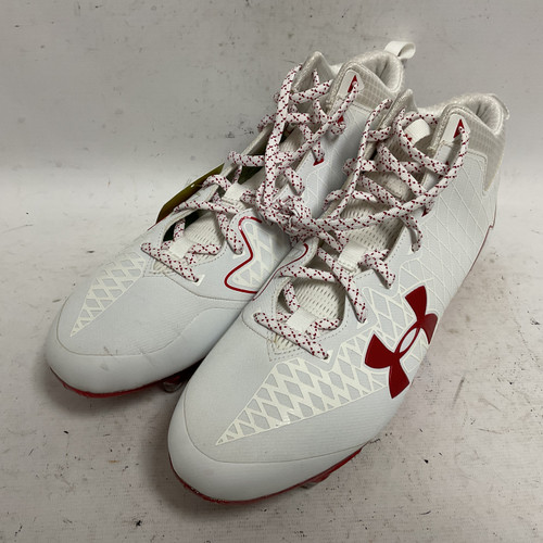 Vist Large View of Product Image Which is Used Under Armour 3091995-106 Adult FB Cleats White And Red Senior 14