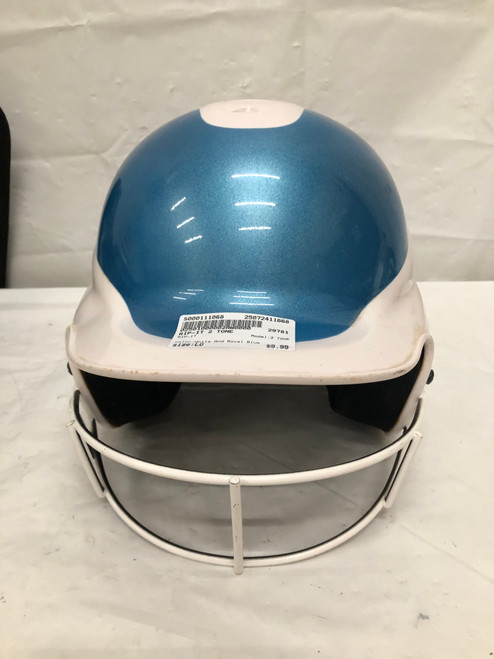 Vist Large View of Product Image Which is Used RIP-IT 2 TONE Batting Helmet w/Mask White And Royal Blue LG 11668-S000111068