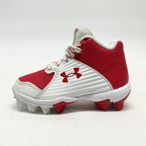 Vist Large View of Product Image Which is Used Under Armour LEADOFF BB/SB Cleats Red And White Youth 08.0