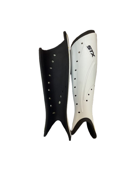 Vist Large View of Product Image Which is Used STX HINDER SHIN GUARDS Lacrosse Shin Guards White LG Tall