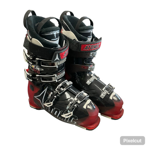 Vist Large View of Product Image Which is Used Atomic HAWK 100 Mens DH Ski Boot Black And Red 285 MP - M10.5 - W11.5 11794-S000263908