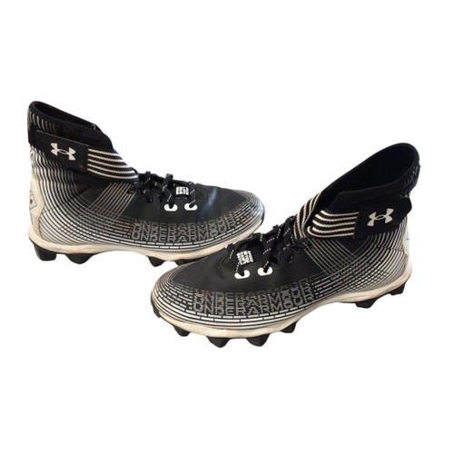 Vist Large View of Product Image Which is Used Under Armour Adult FB Cleats Black And White Senior 8 11760-S000079407