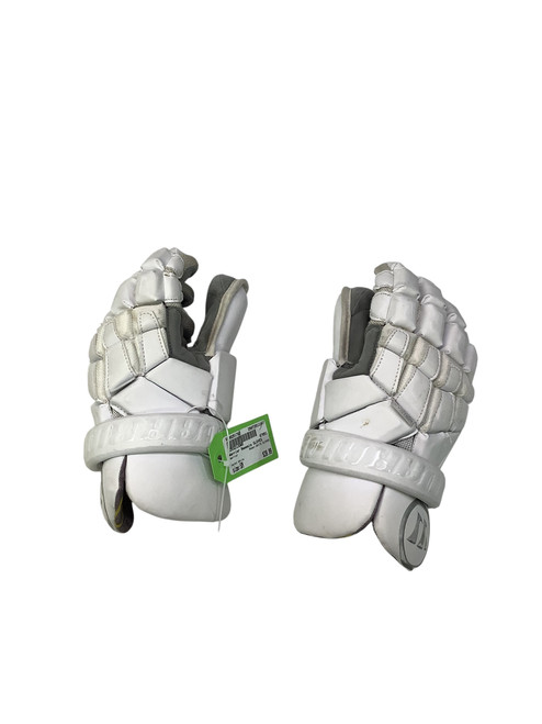 Vist Large View of Product Image Which is Used Warrior WHITE GLOVES Lacrosse Gloves Mens White SM