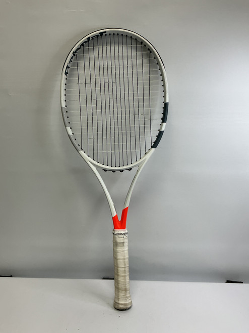 Vist Large View of Product Image Which is Used Babolat PURE STRIKE Adult Tennis Racquet White 4 3/8"