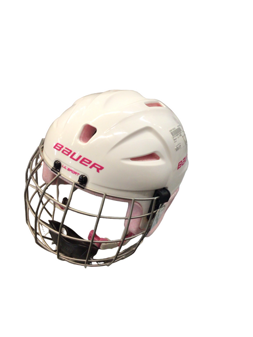 Vist Large View of Product Image Which is Used Bauer LIL SPORT Helmet Cage Combo White S/M