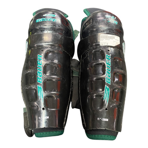 Vist Large View of Product Image Which is Used Bauer IMPACT Youth Shin Guards Black 11"