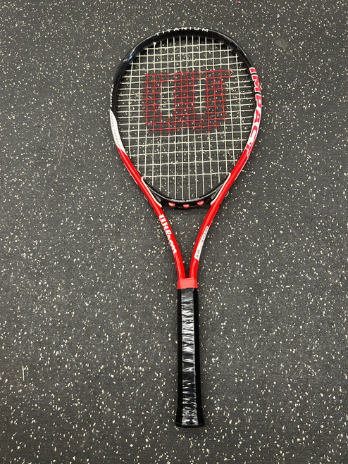 Vist Large View of Product Image Which is Used Wilson POWER BRIDGE Adult Tennis Racquet Red 4 3/8" 11162-S000432808