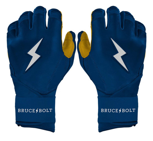 Vist Large View of Product Image Which is New ADULT NAVY PREMIUM PRO LONG CUFF BRUCE BOLT BATTING GLOVES
