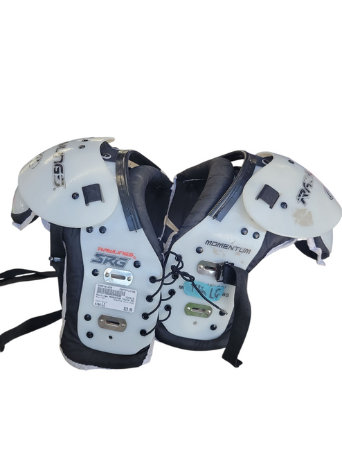 Vist Large View of Product Image Which is Used Rawlings MOMENTUM YOUTH PADS FB Shoulder Pads White LG 11708-S000181459