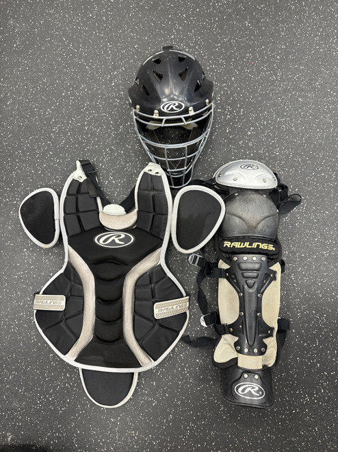 Vist Large View of Product Image Which is Used Rawlings PRODIGY SET Catchers Helmet w/Mask Black One Size 10558-S000239398