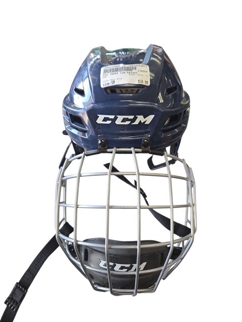 Vist Large View of Product Image Which is Used CCM TACKS 110 Helmet Cage Combo Navy Blue SM